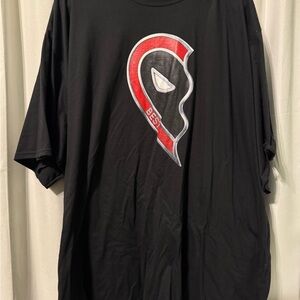 Port and Company Deadpool Black Tee with Red and White Design